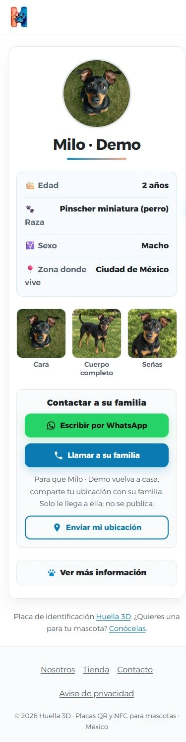 Perfil público de Milo: fotos, datos y opciones de contacto
